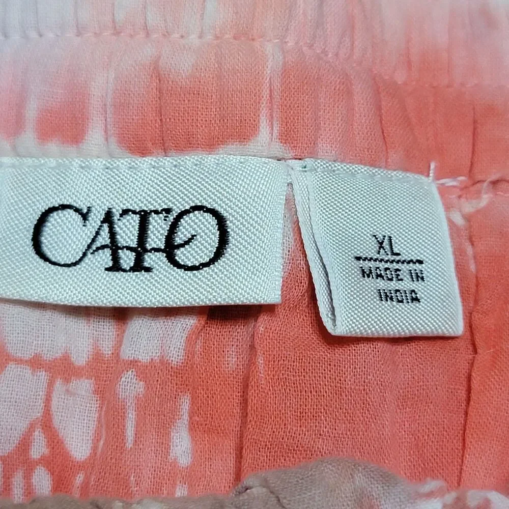 Cato Orange & Pink Tie Dye Full Length Skirt w/ Tiny Tie Bells - Size XL